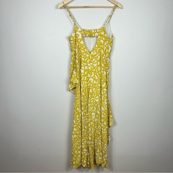 Anthropologie MAEVE Yellow White Ruffle Jumpsuit 0 - Picture 8 of 9